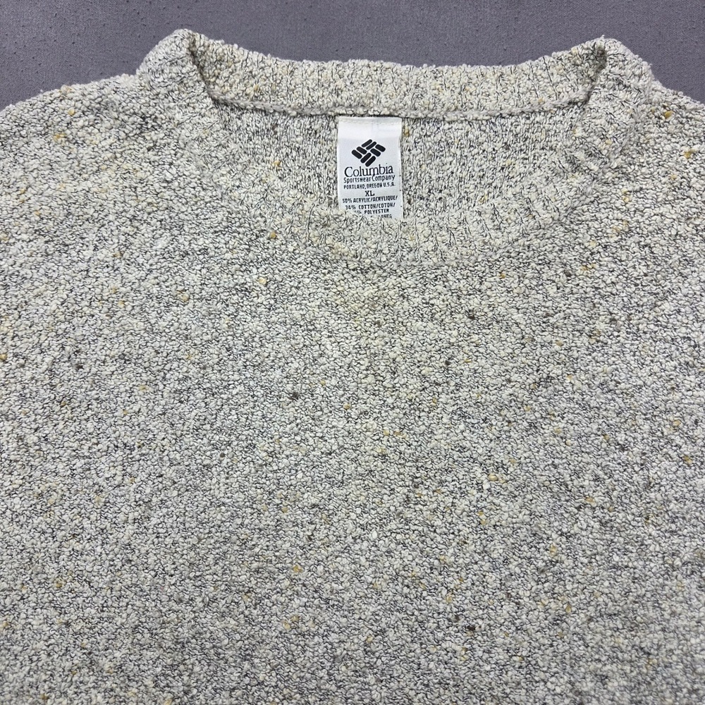 Columbia Sportswear Womens XL Boucle Knit Crewneck Sweater Oatmeal Grey Marl